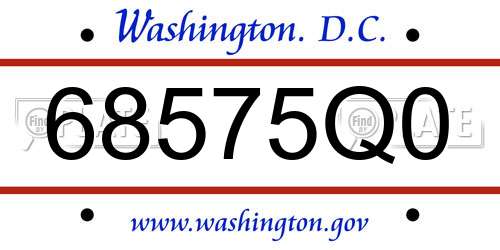 68575Q0 District Of Columbia License Plate