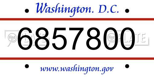 6857800 District Of Columbia License Plate