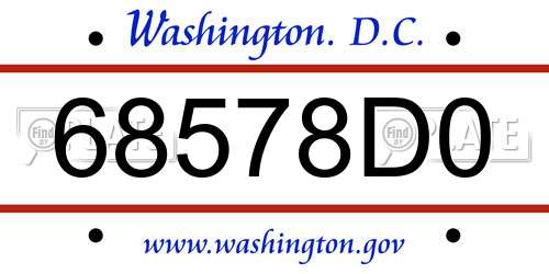 68578D0 District Of Columbia License Plate