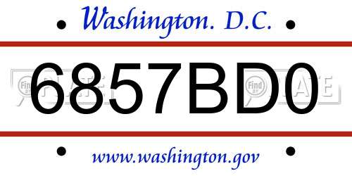 6857BD0 District Of Columbia License Plate