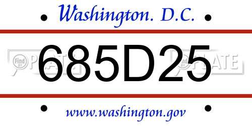 685D25 District Of Columbia License Plate