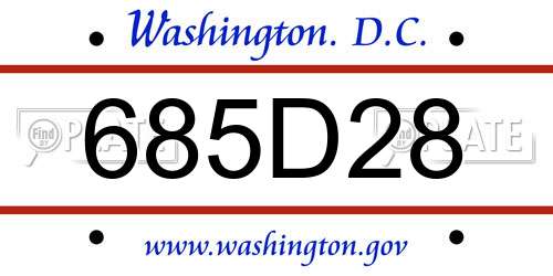 685D28 District Of Columbia License Plate