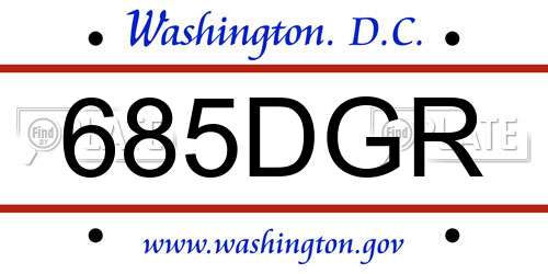 685DGR District Of Columbia License Plate