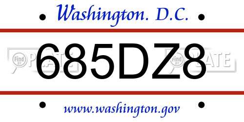685DZ8 District Of Columbia License Plate