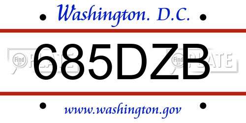 685DZB District Of Columbia License Plate