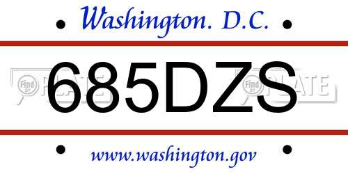 685DZS District Of Columbia License Plate