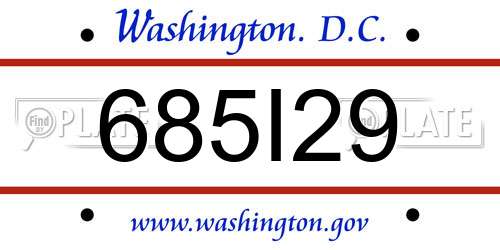 685I29 District Of Columbia License Plate