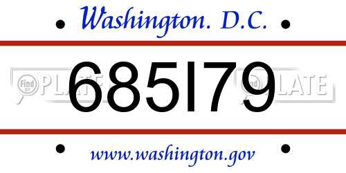 685I79 District Of Columbia License Plate