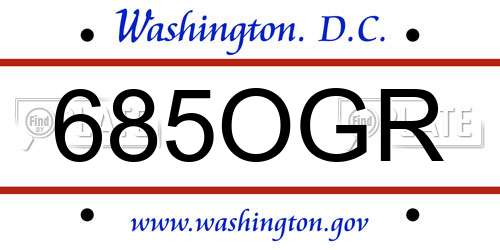 685OGR District Of Columbia License Plate