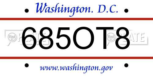 685OT8 District Of Columbia License Plate