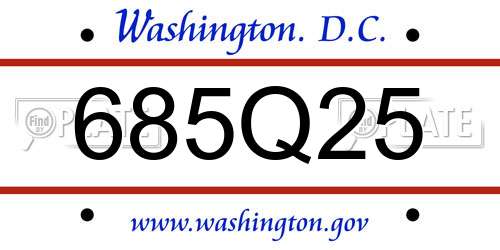 685Q25 District Of Columbia License Plate