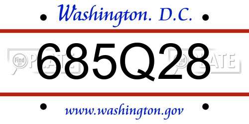 685Q28 District Of Columbia License Plate