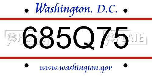 685Q75 District Of Columbia License Plate