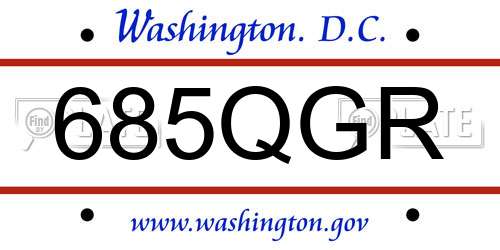 685QGR District Of Columbia License Plate