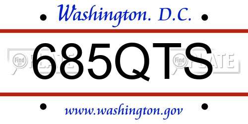 685QTS District Of Columbia License Plate