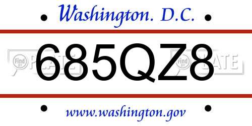 685QZ8 District Of Columbia License Plate