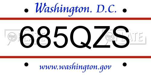 685QZS District Of Columbia License Plate