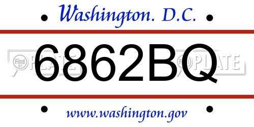 6862BQ District Of Columbia License Plate