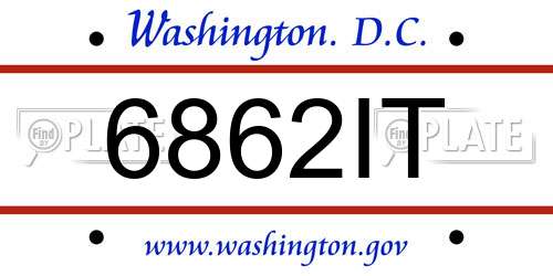 6862IT District Of Columbia License Plate