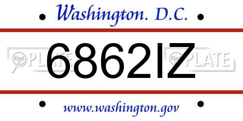 6862IZ District Of Columbia License Plate