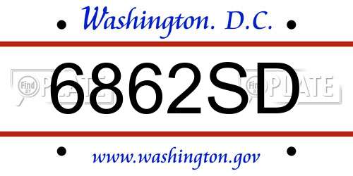 6862SD District Of Columbia License Plate