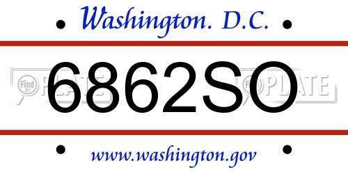6862SO District Of Columbia License Plate