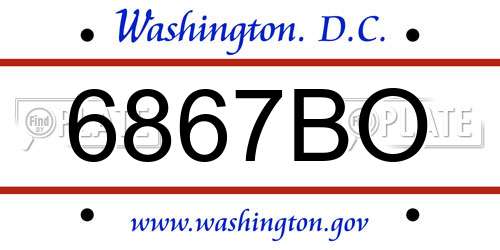 6867BO District Of Columbia License Plate