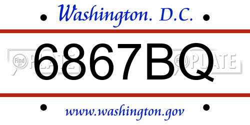 6867BQ District Of Columbia License Plate