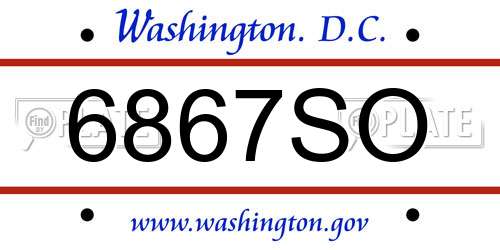 6867SO District Of Columbia License Plate