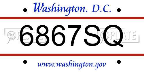 6867SQ District Of Columbia License Plate