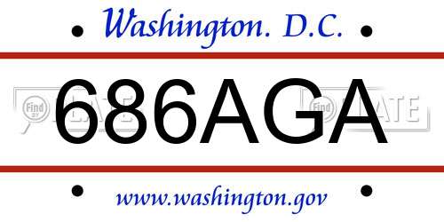 686AGA District Of Columbia License Plate