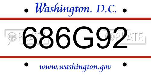 686G92 District Of Columbia License Plate