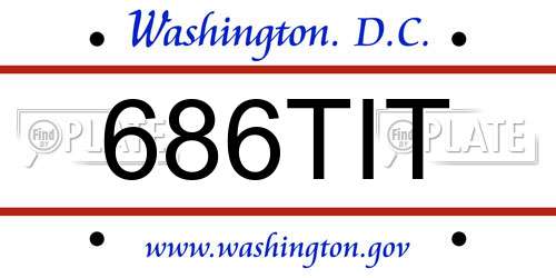 686TIT District Of Columbia License Plate