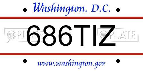 686TIZ District Of Columbia License Plate