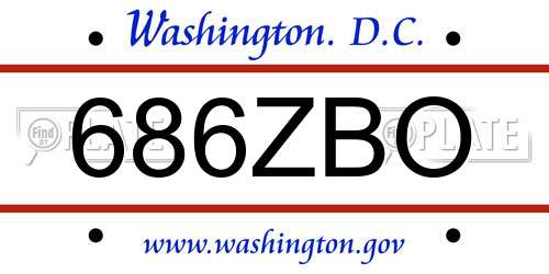 686ZBO District Of Columbia License Plate