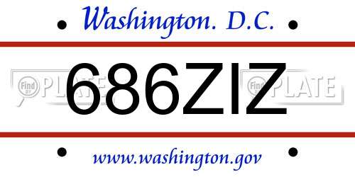 686ZIZ District Of Columbia License Plate