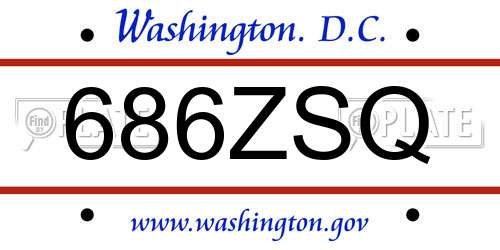 686ZSQ District Of Columbia License Plate