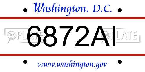 6872AI District Of Columbia License Plate