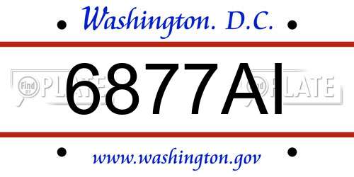 6877AI District Of Columbia License Plate