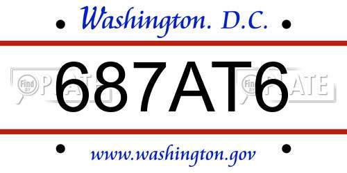 687AT6 District Of Columbia License Plate