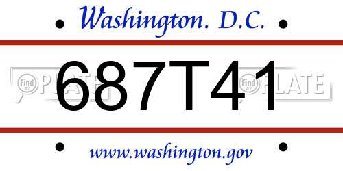 687T41 District Of Columbia License Plate
