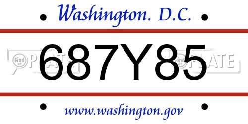 687Y85 District Of Columbia License Plate