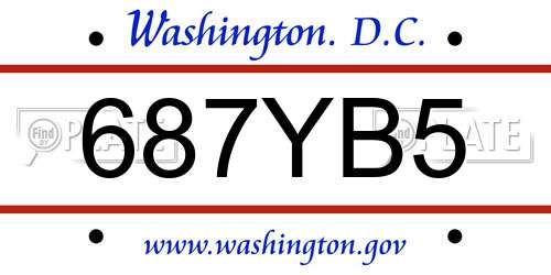 687YB5 District Of Columbia License Plate
