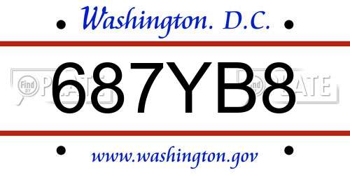 687YB8 District Of Columbia License Plate