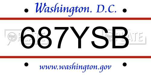 687YSB District Of Columbia License Plate