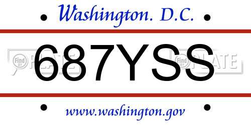 687YSS District Of Columbia License Plate