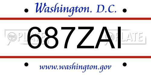 687ZAI District Of Columbia License Plate