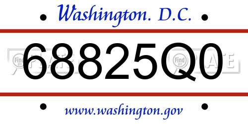 68825Q0 District Of Columbia License Plate