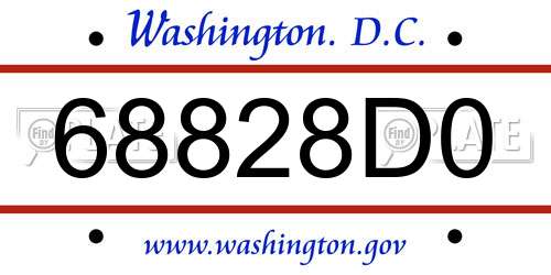 68828D0 District Of Columbia License Plate