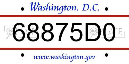 68875D0 District Of Columbia License Plate